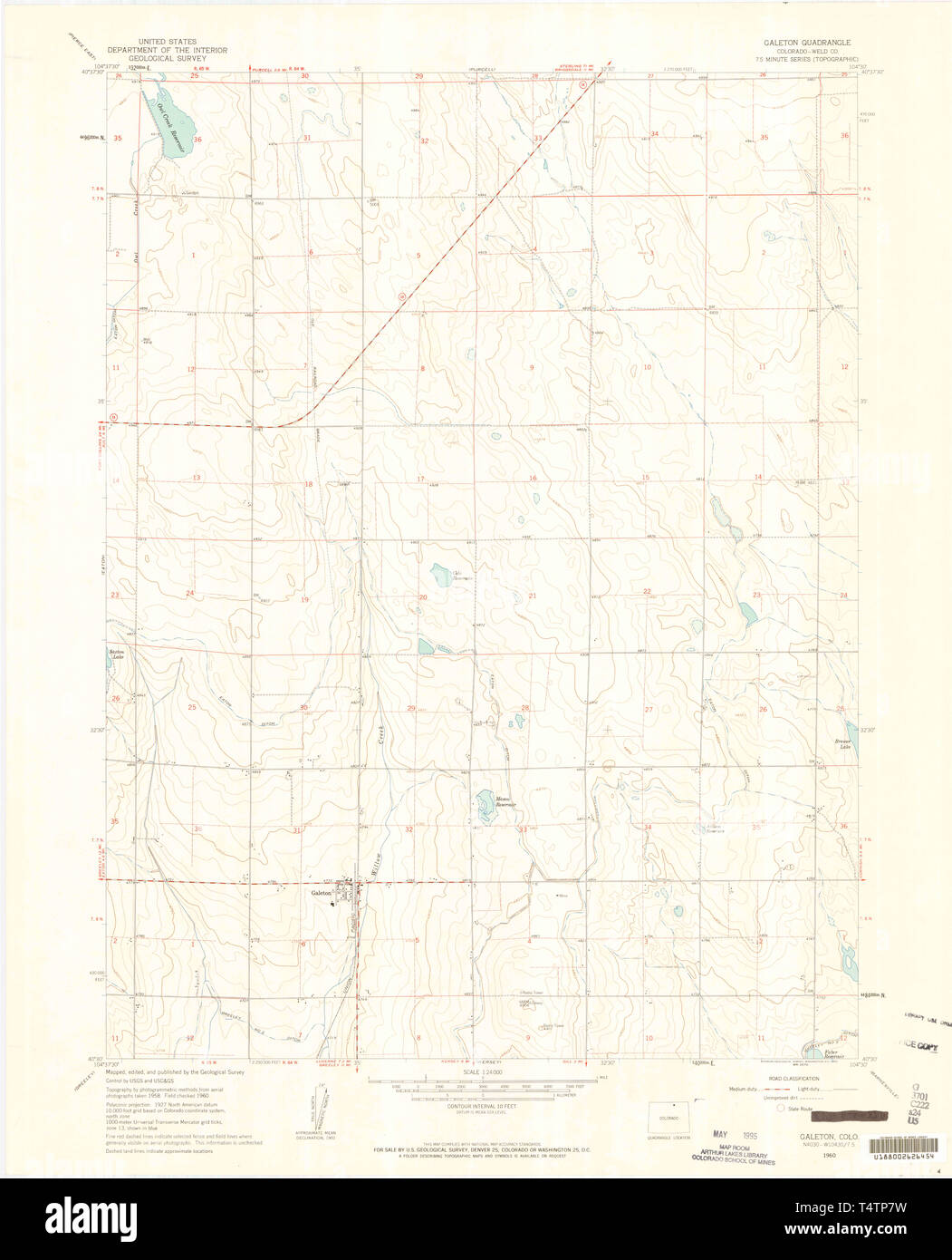 USGS TOPO Map Colorado CO Galeton 401001 1960 24000 Restoration Stock
