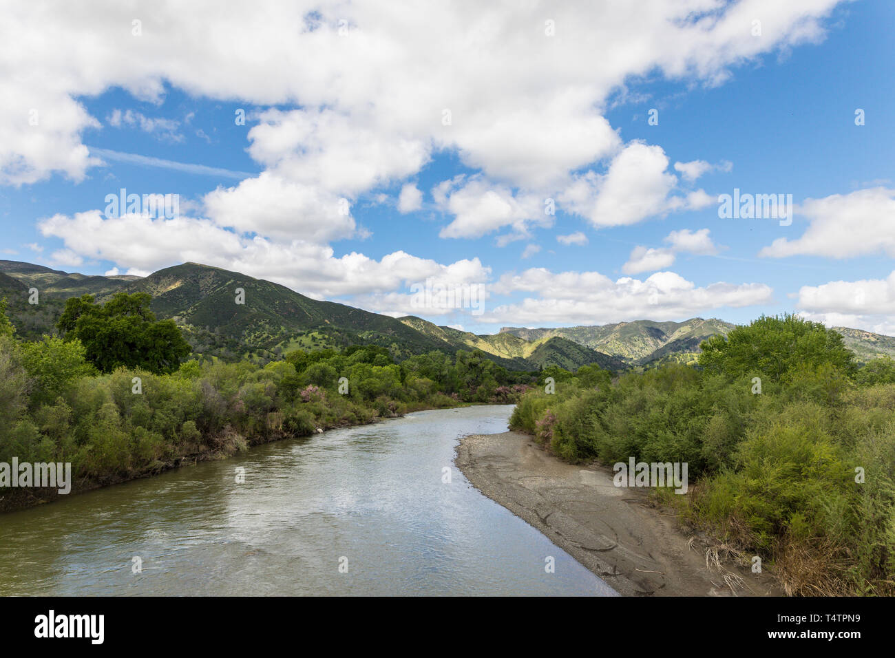 Cache creek from the Rumsey bridge in the Capay Valley of California USA Stock Photo