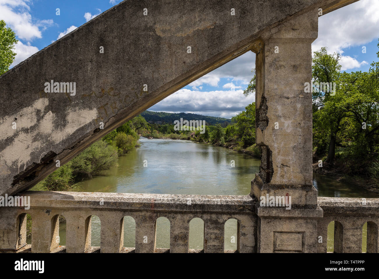 Rumsey Bridge spans Cache creek in the Capay Valley of California USA built in 1930 is scheduled for replacement due deterioration Stock Photo
