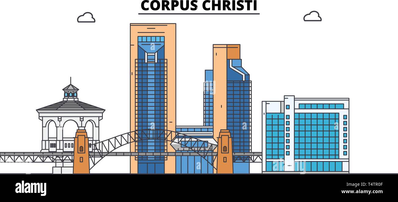Corpus Christi , United States, outline travel skyline vector illustration.  Stock Vector