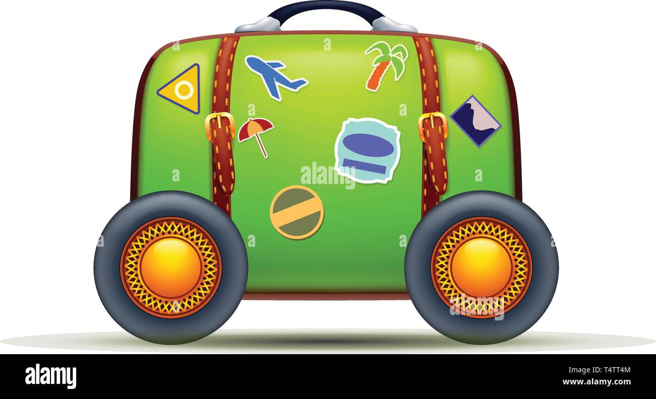 suitcase on wheels Stock Vector
