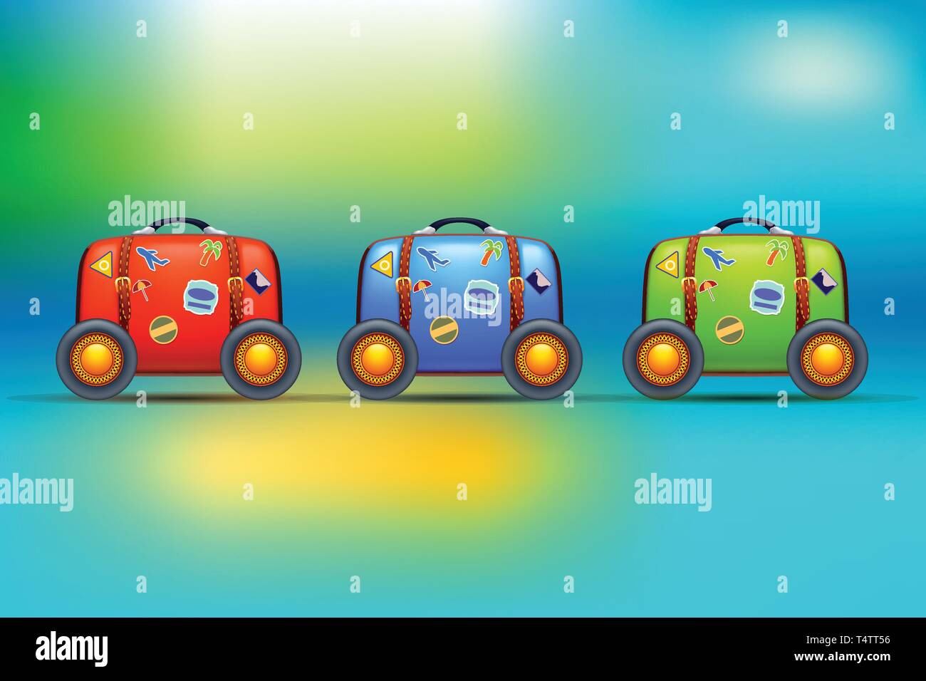 three suitcases with wheels Stock Vector Image & Art Alamy