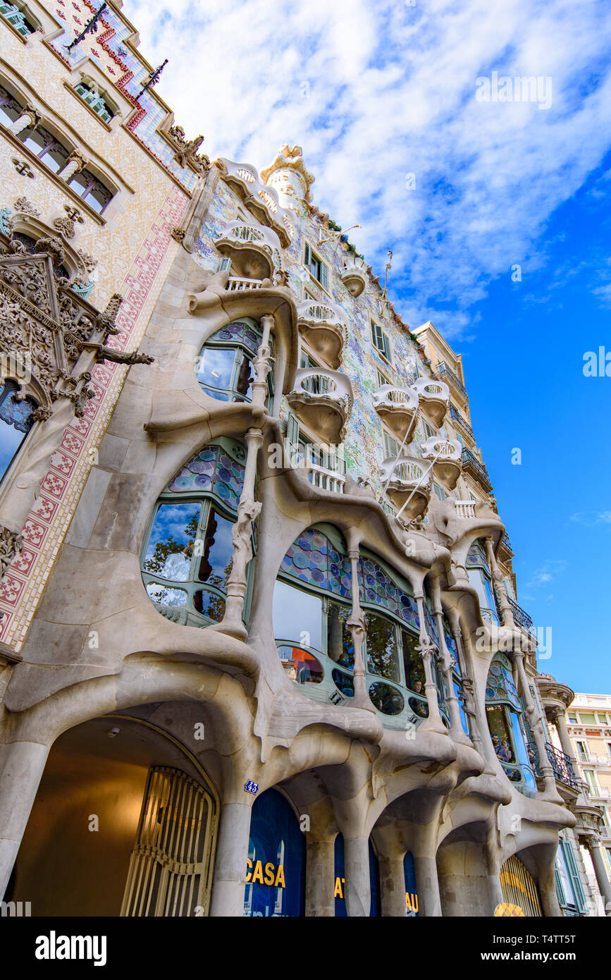 Casa Batlló, designed by Gaudi, in Barcelona, Spain Stock Photo