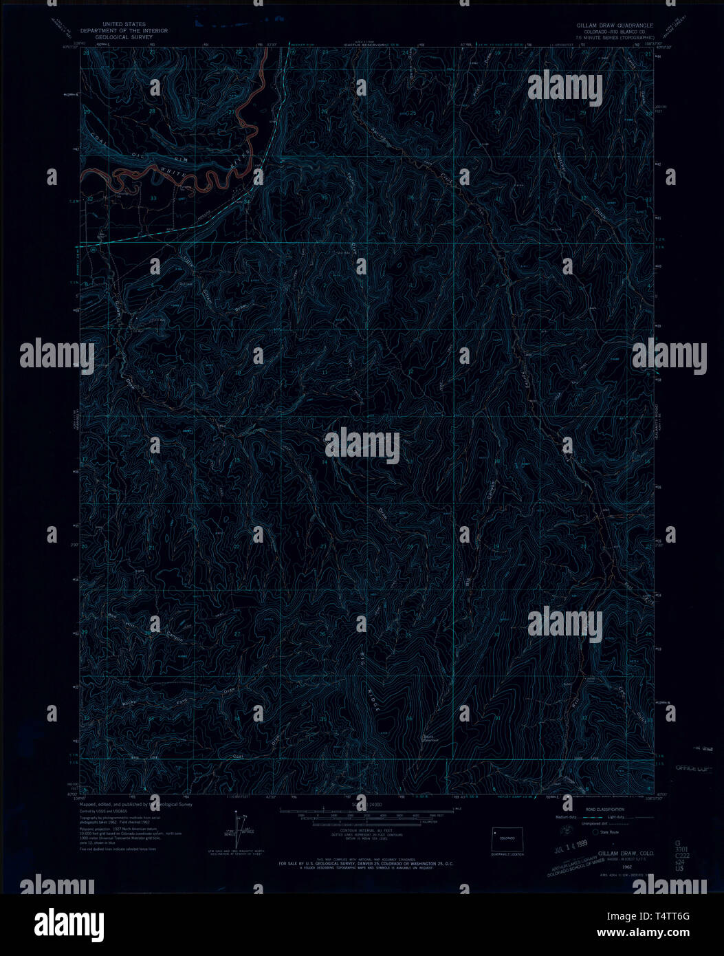 USGS TOPO Map Colorado CO Gillam - Usgs Topo Map Colorado Co Gillam Draw 400931 1962 24000 Inverted Restoration T4TT6G 