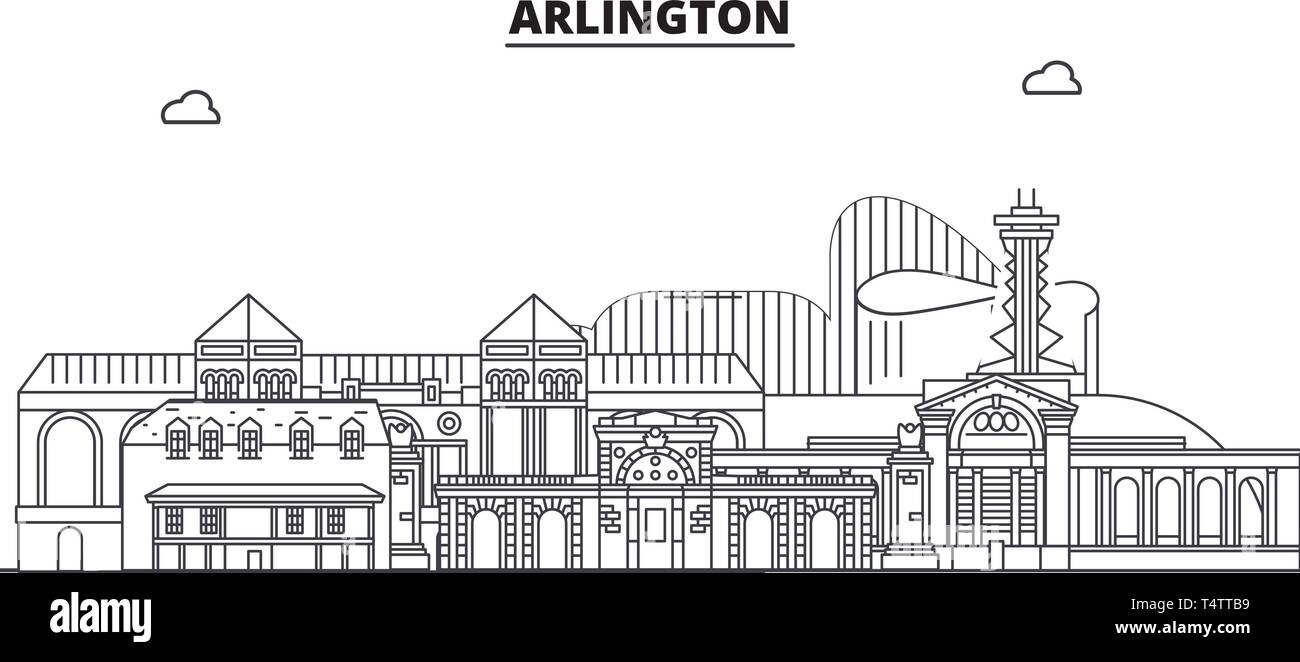 Arlington , United States, outline travel skyline vector illustration.  Stock Vector