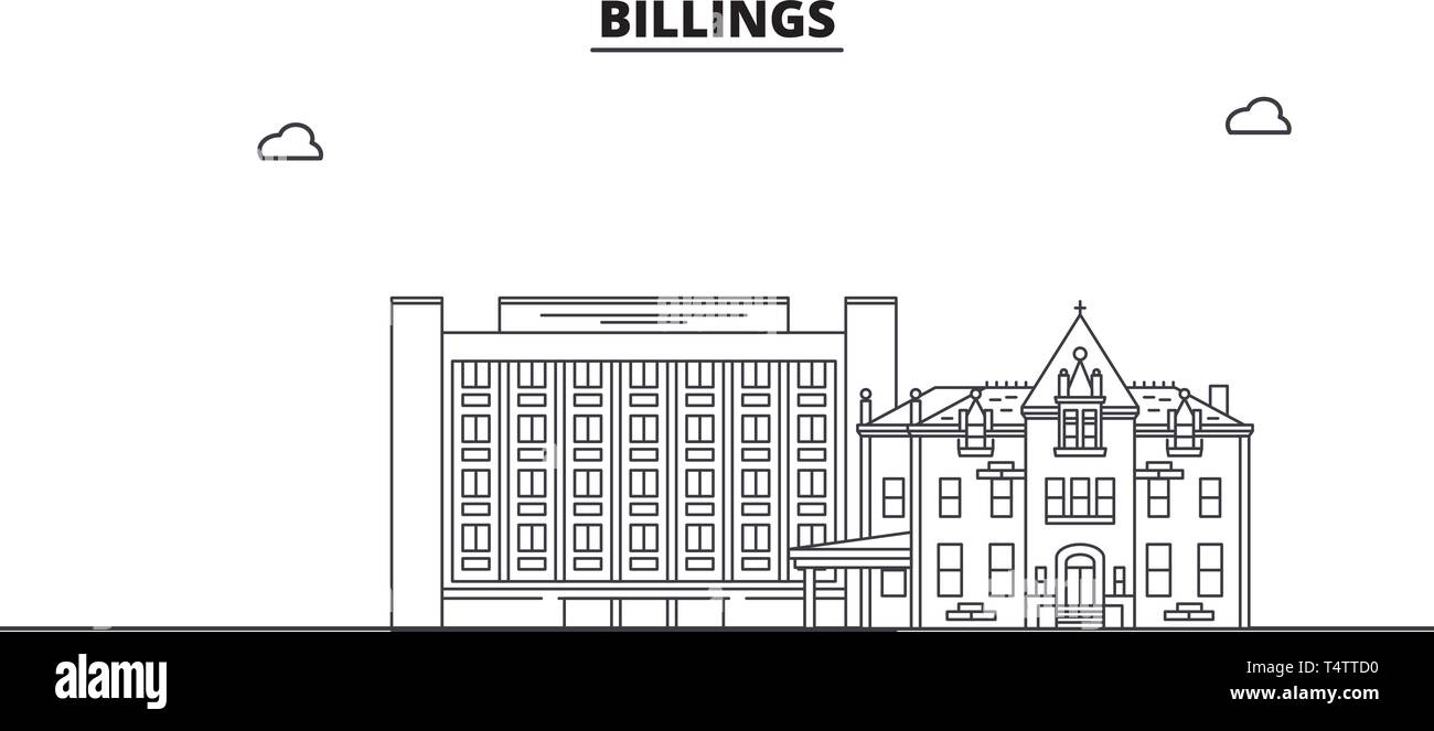 Billings , United States, outline travel skyline vector illustration.  Stock Vector