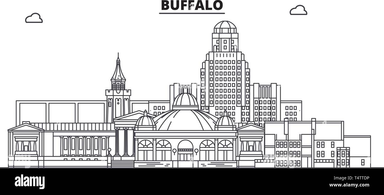 Buffalo United States outline - Buffalo United States Outline Travel Skyline Vector Illustration T4TTDP 