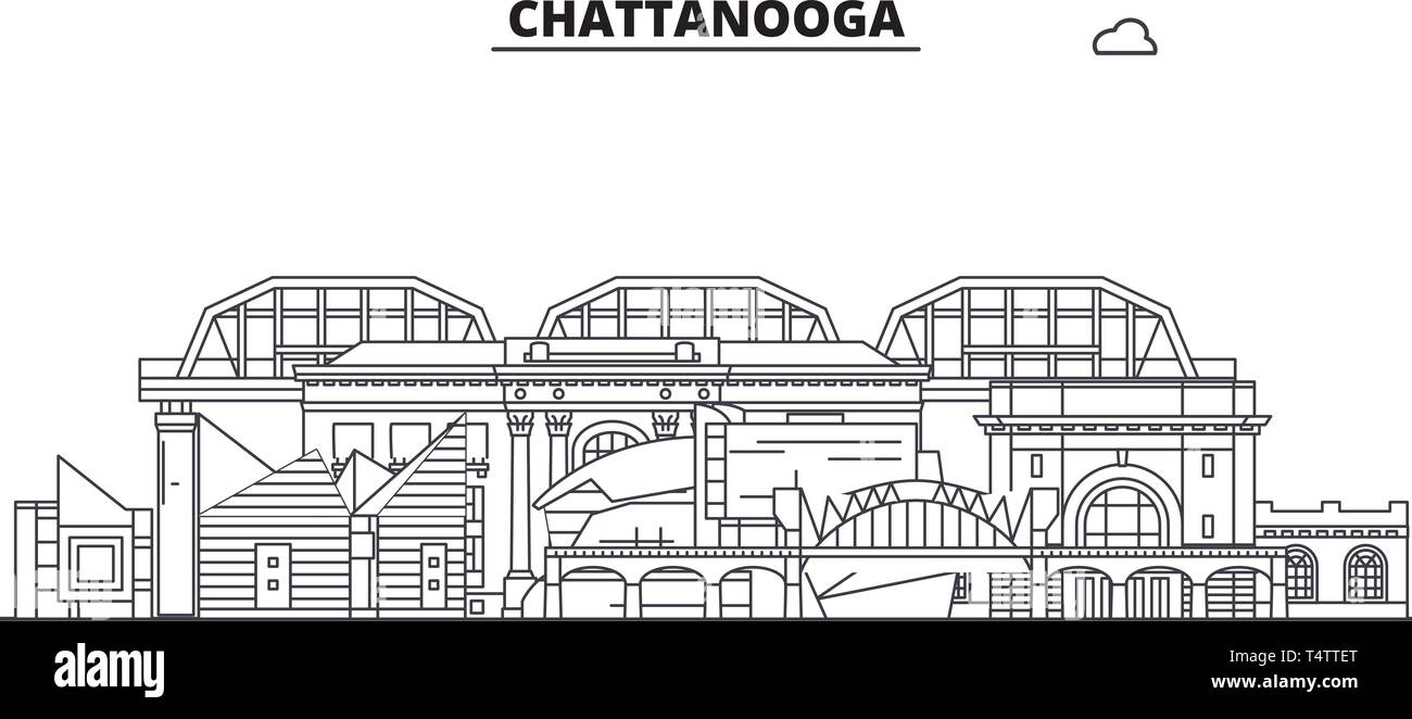 Chattanooga , United States, outline travel skyline vector illustration.  Stock Vector