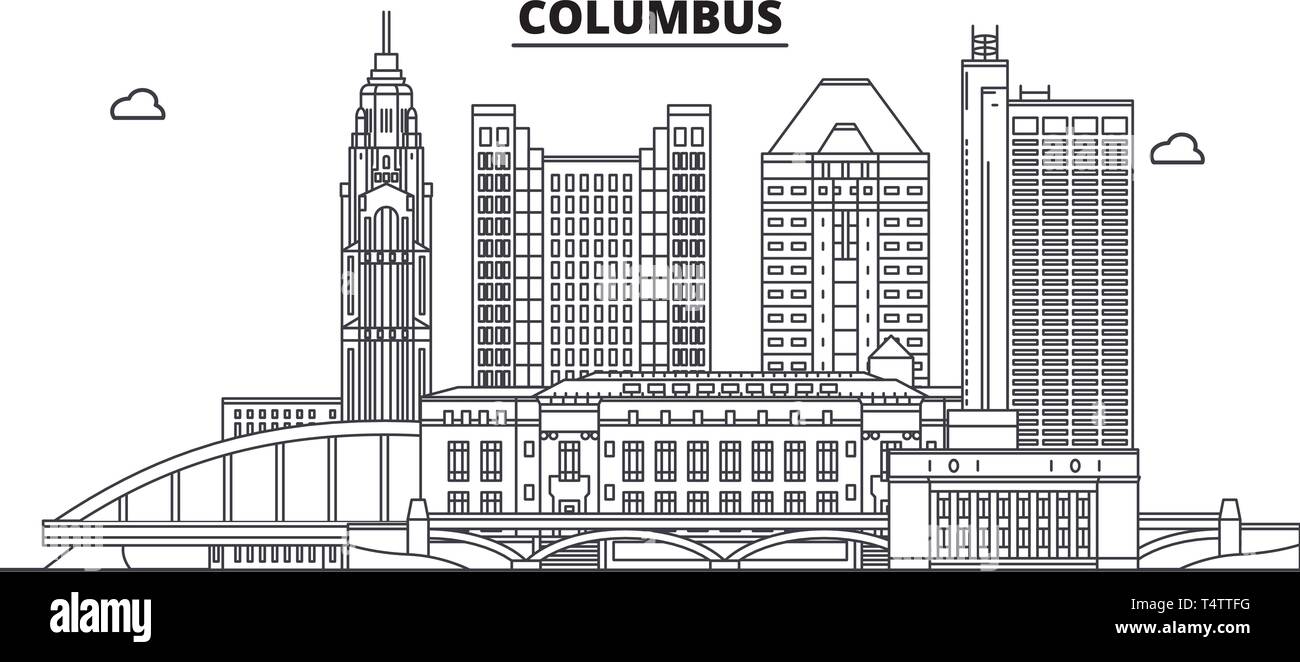 Columbus , United States, outline travel skyline vector illustration.  Stock Vector