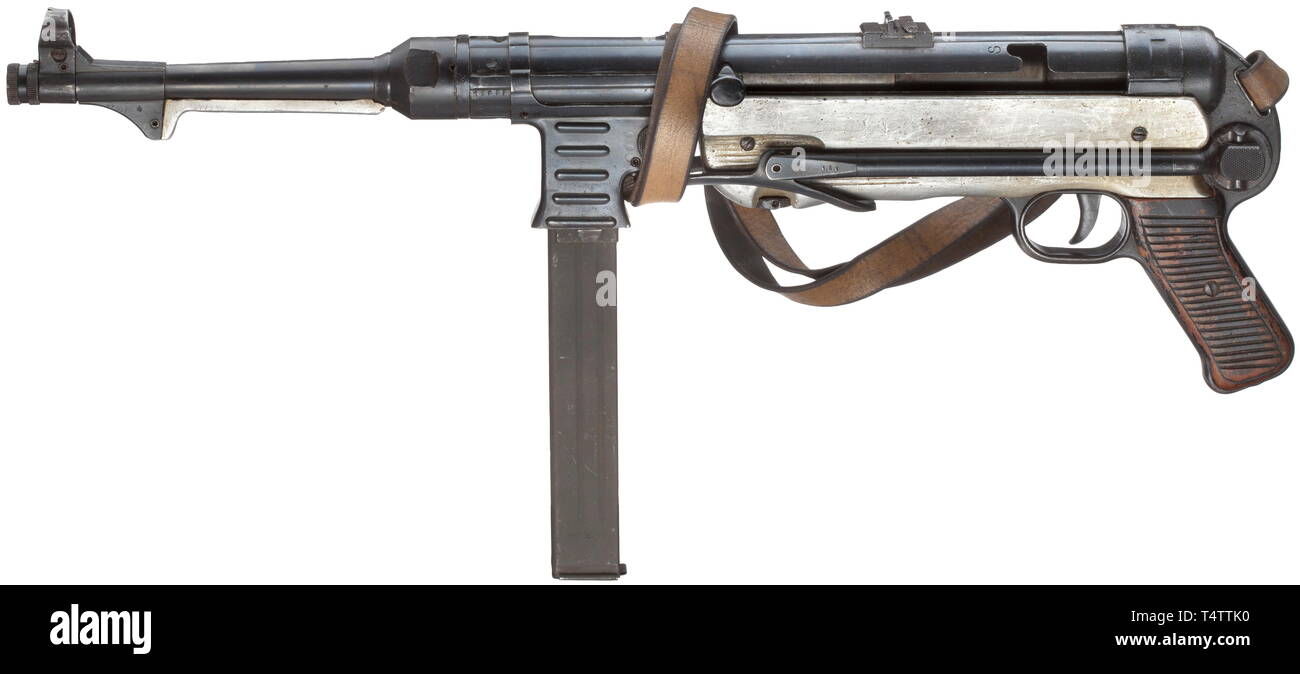 SERVICE WEAPONS, GERMANY UNTIL 1945, submachine gun model 40 (MP 40), Code 660, DEKO, calibre 9 mm Para, manufactured 1940 by Steyr-Daimler-Puch AG, Steyr, Editorial-Use-Only Stock Photo