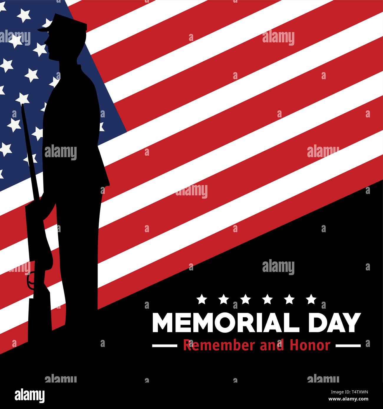 soldier with rifle and usa flag to memorial day Stock Vector Image ...