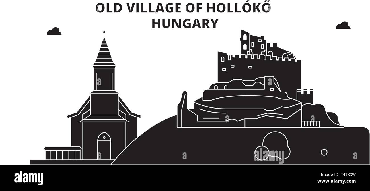 Hungary , Holloko, Old Village ,  travel skyline vector illustration.  Stock Vector