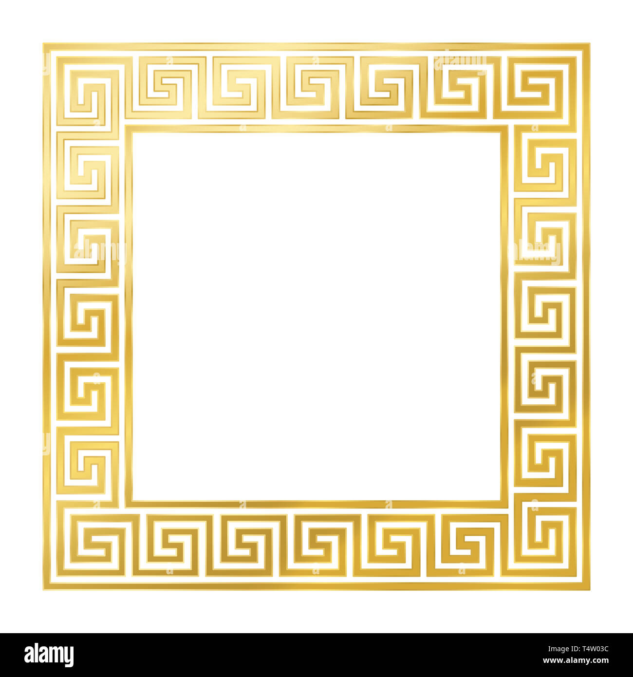 Square meander frame, seamless goldenb pattern. Meandros, a decorative border, constructed from continuous lines, shaped into a repeated motif. Stock Photo