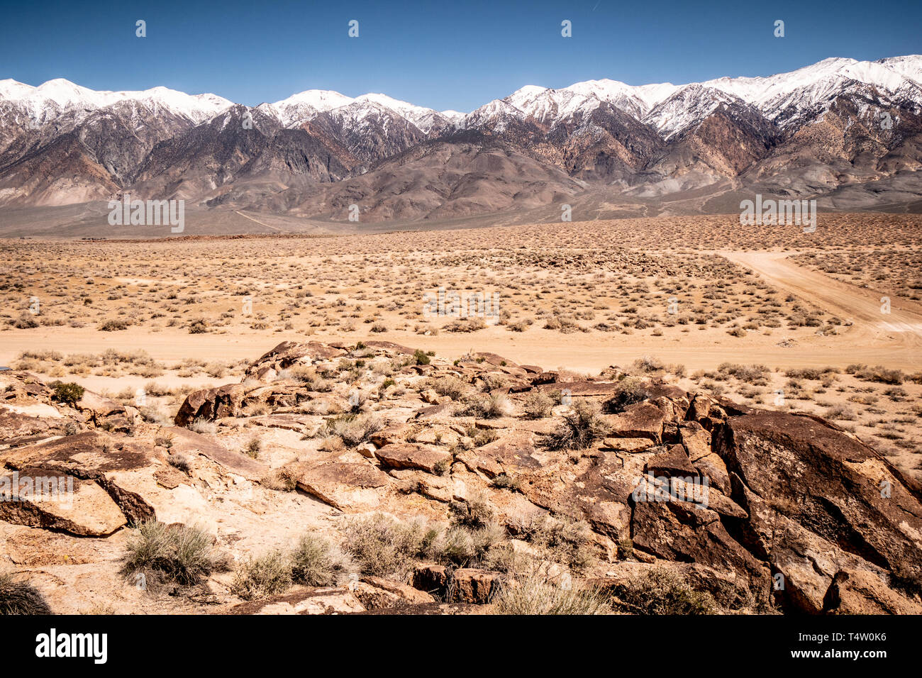 Chalfant Valley with its famous petroglyphs in the rocks Stock Photo