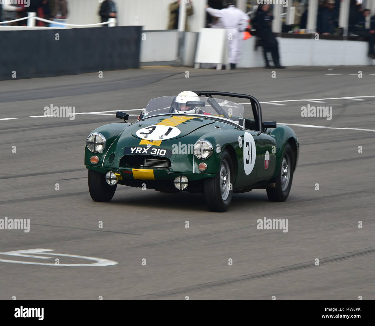Chris Wilks, MGA Twin Cam, Tony Gaze Trophy, Road going sports and GT cars, 1954 to 1959, 77th Members Meeting, Goodwood, West Sussex, England, April  Stock Photo