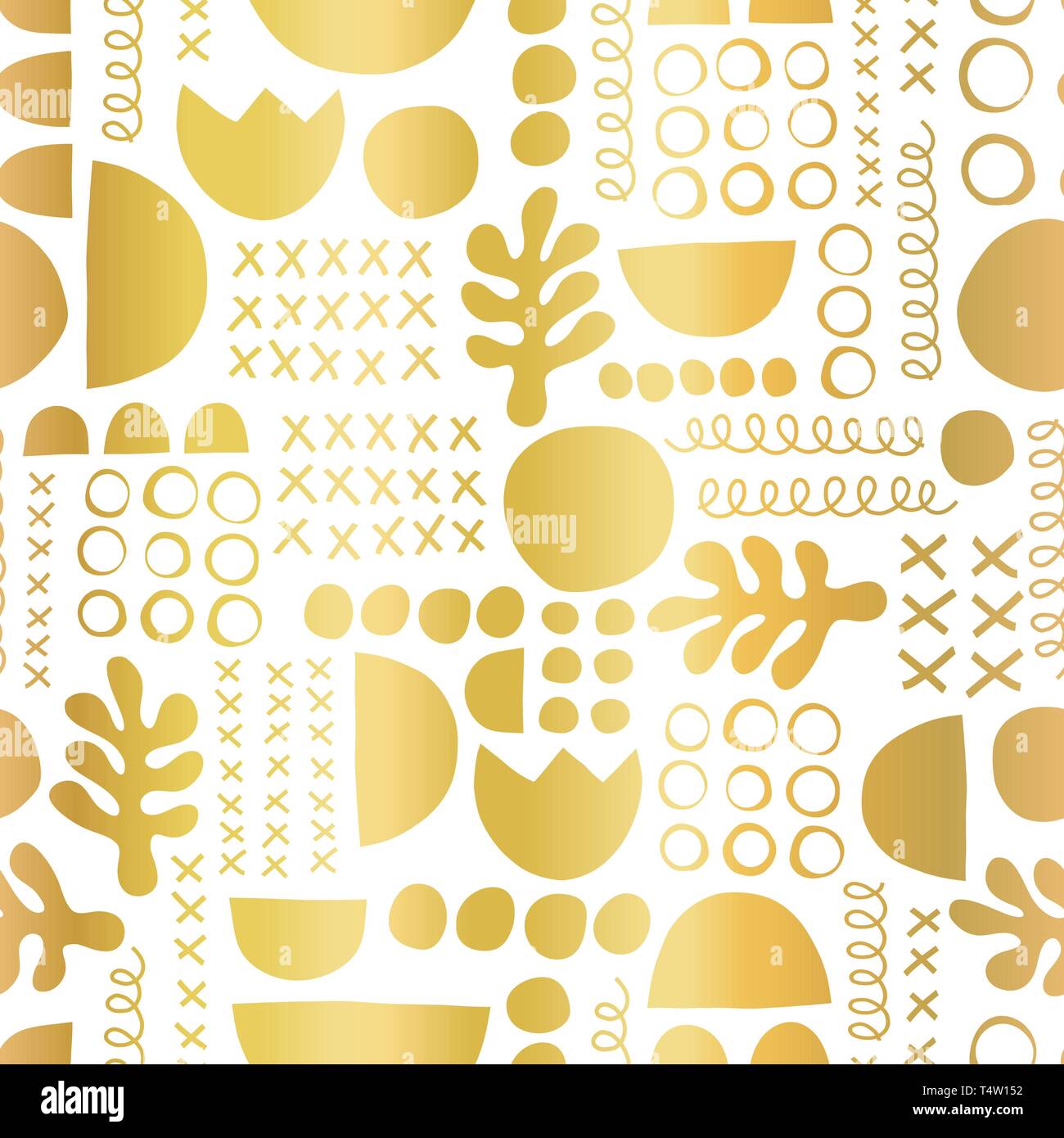 Gold foil geometric shapes on black seamless vector background ...