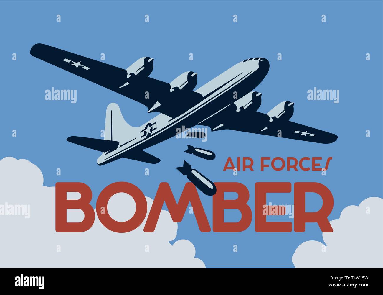 World war 2 bomber aircraft poster. Vector illustration. Stock Vector