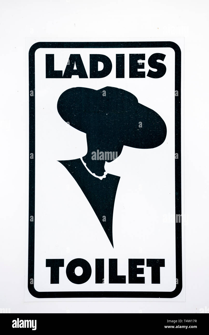 Female WC sign for restroom. Toilet sign with lady head Stock Photo - Alamy