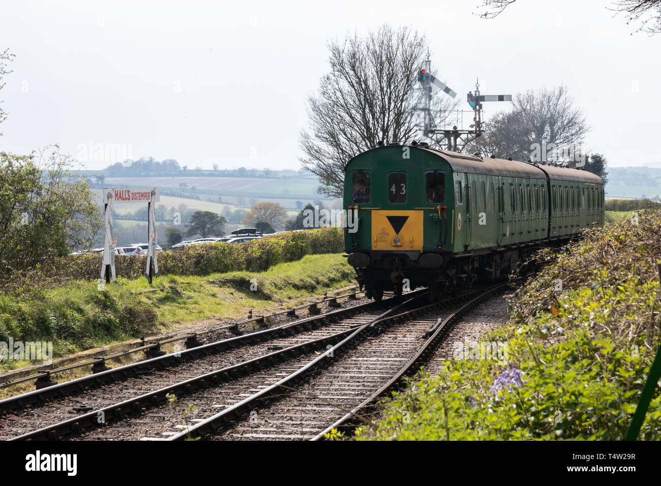 Old train carriage on a vintage railway Stock Photo