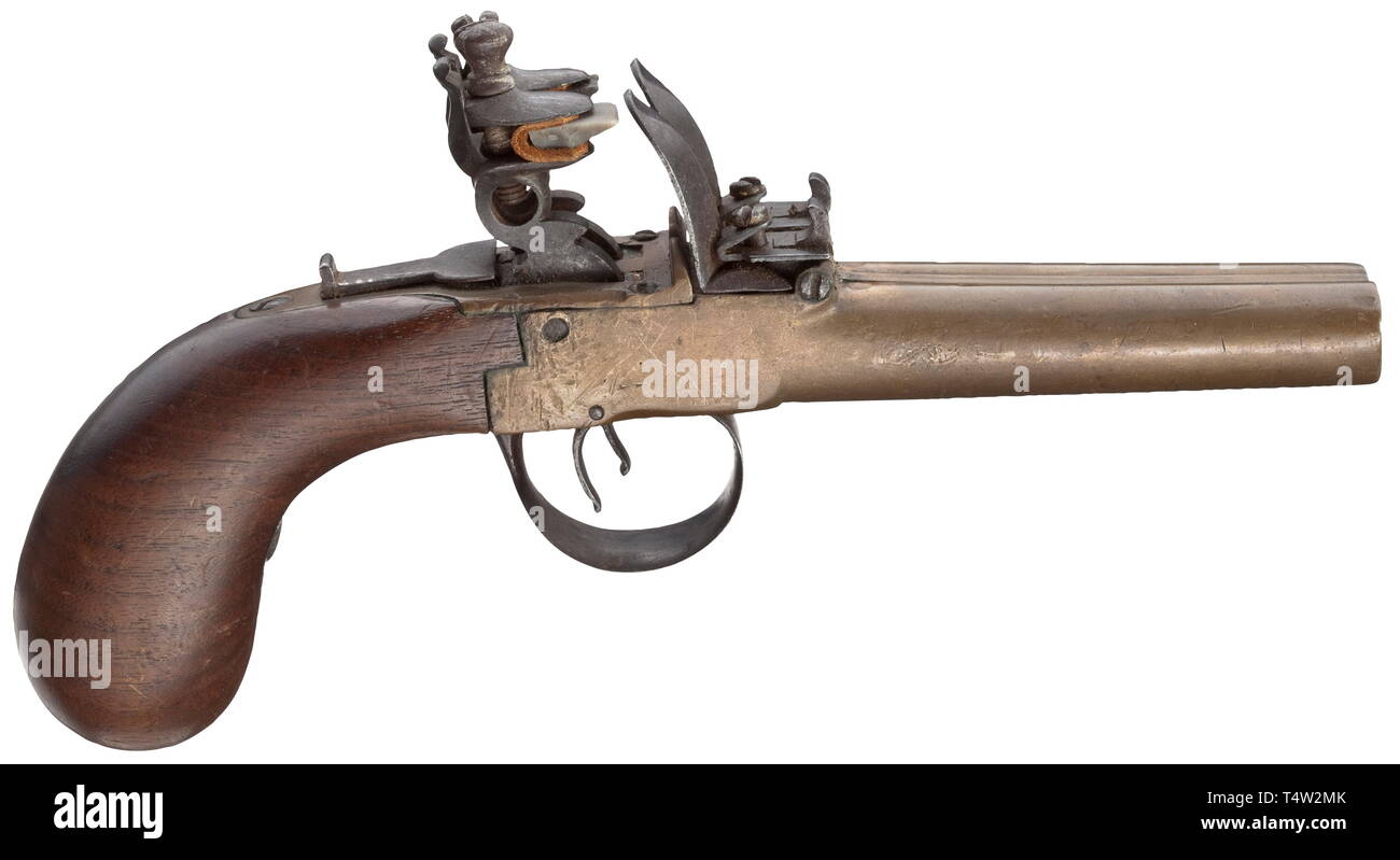 Small arms, pistols, flintlock pistol, calibre 11 mm, Liege, Belgium, circa 1800, Additional-Rights-Clearance-Info-Not-Available Stock Photo