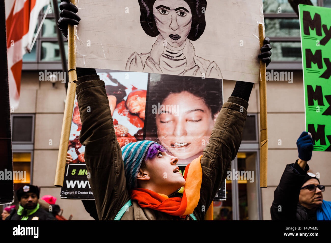 Counter Protest at Women's March 2019 Washington, DC Stock Photo