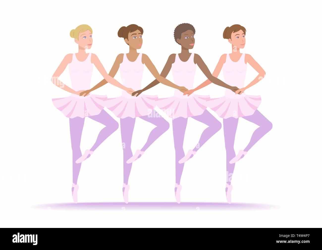 Girls of different ethnic and races dance together Stock Vector Image ...