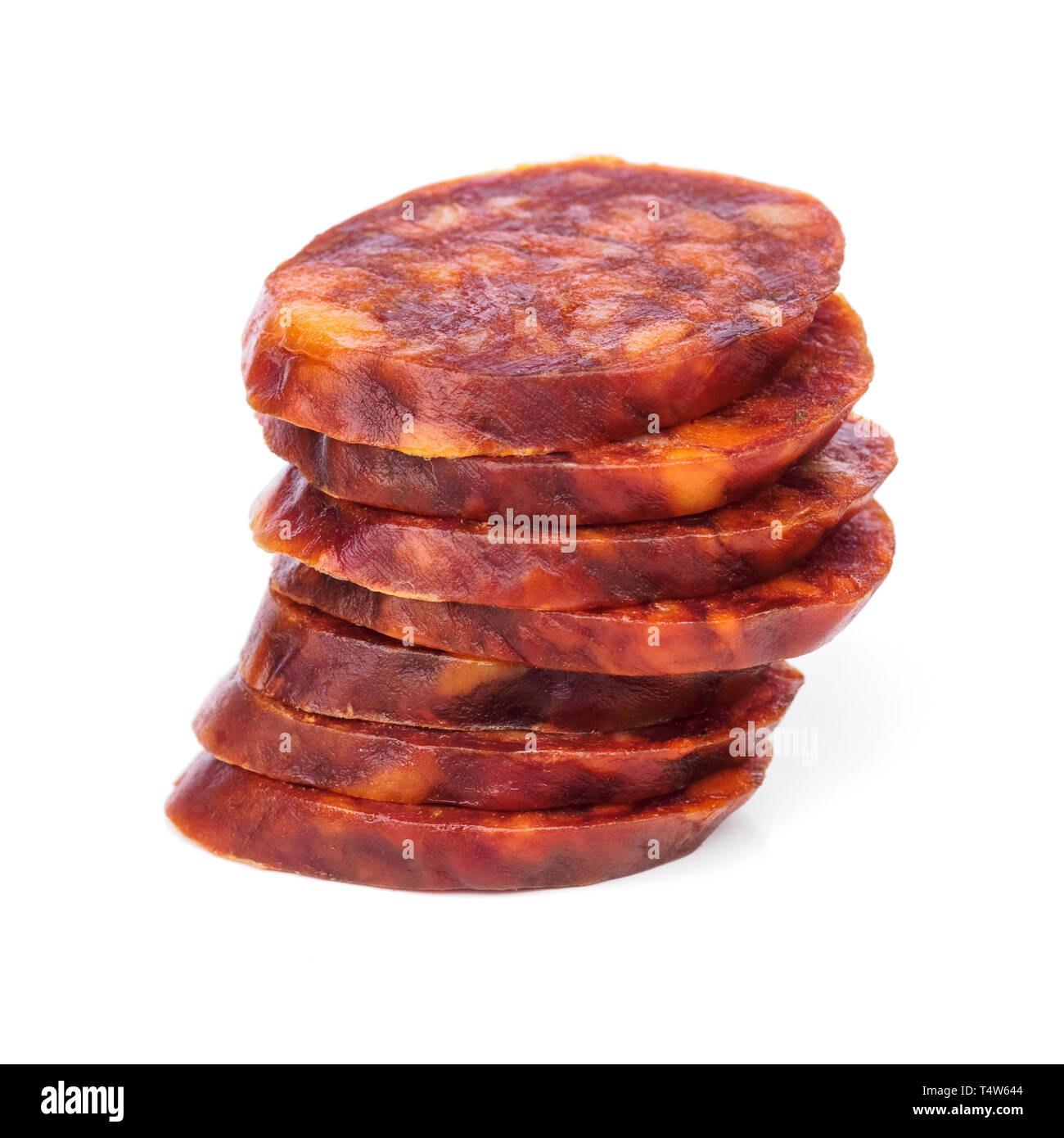 Iberian chorizo, Spanish chorizo or Spanish sausage cut into slices