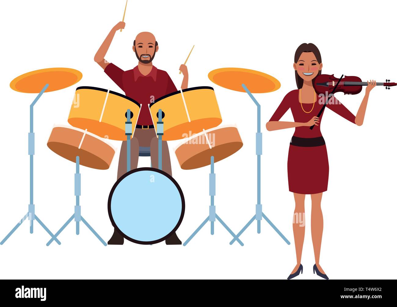musician playing drums and violin Stock Vector Image & Art Alamy