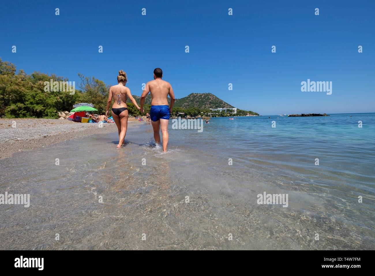 playa de Es Ribell, Cala sa Marjal, Costa de los Pinos, Son Servera, mallorca, balearic islands, spain. Stock Photo