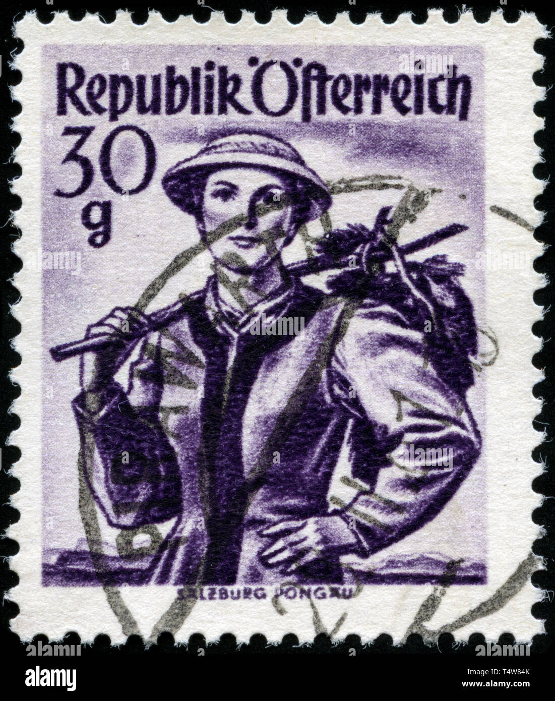 Postage stamp from Austria in the Provincial Costumes 1948/58 series issued in 1950 Stock Photo