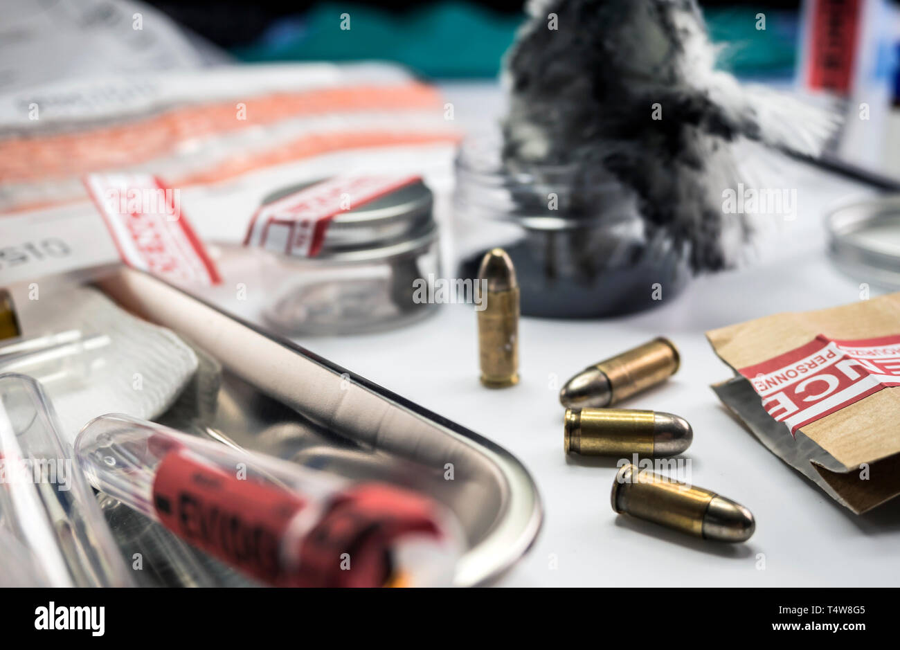 Criminalistic Laboratory, Bullet shell analysis, conceptual image Stock ...