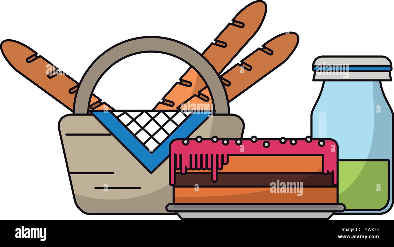 Picnic basket with food products Stock Vector Image & Art - Alamy