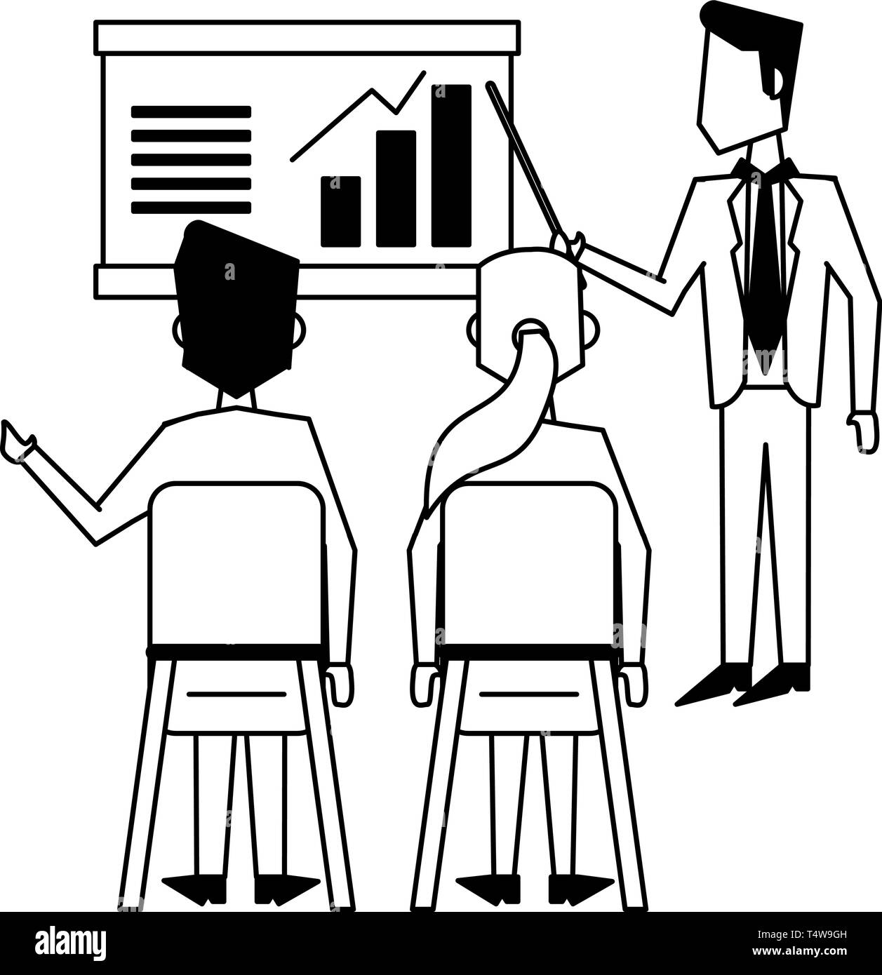 Business teamwork workers avatar in black and white Stock Vector Image ...