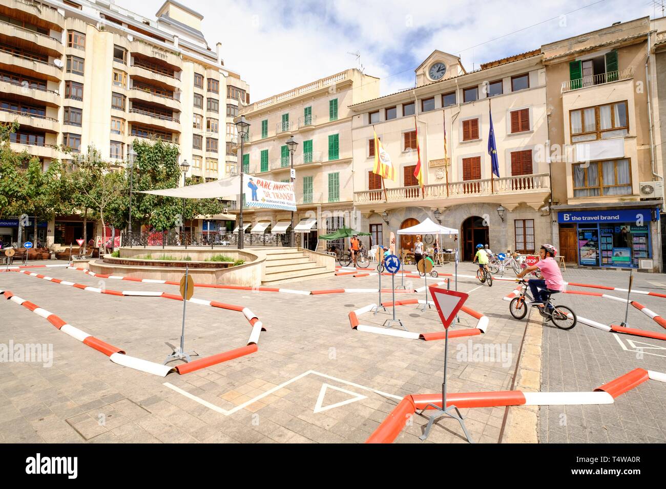 parque infantil de transito frente el ayuntamiento, inca, Mallorca, balearic islands, spain, europe. Stock Photo