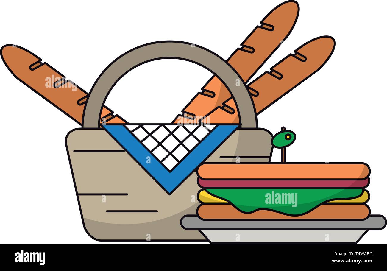 Picnic basket with food products Stock Vector Image & Art - Alamy