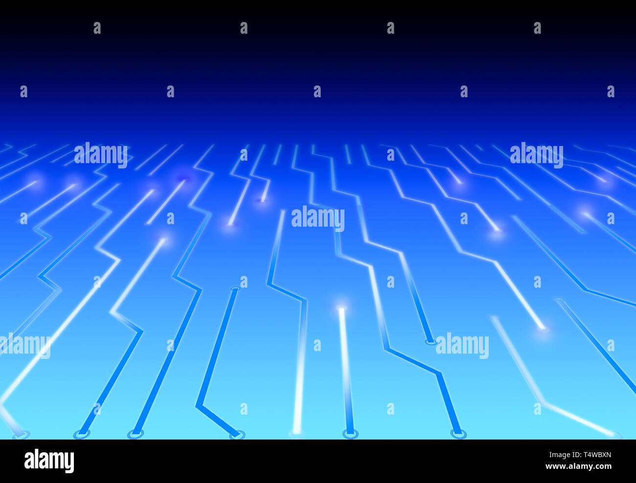 3D illustration Blue High Tech Circuit Board Background with effects ...
