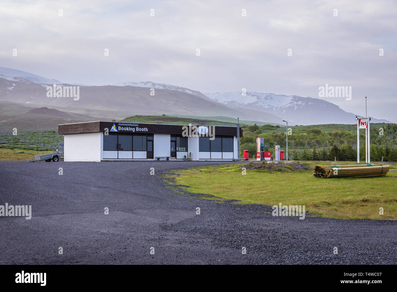 N1 gas station in Hof town in Iceland Stock Photo