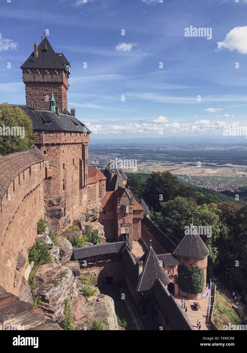 Landscape shot of Kaysersberg with it medieval castle in Alsace, Haut-Rhin, France Stock Photo
