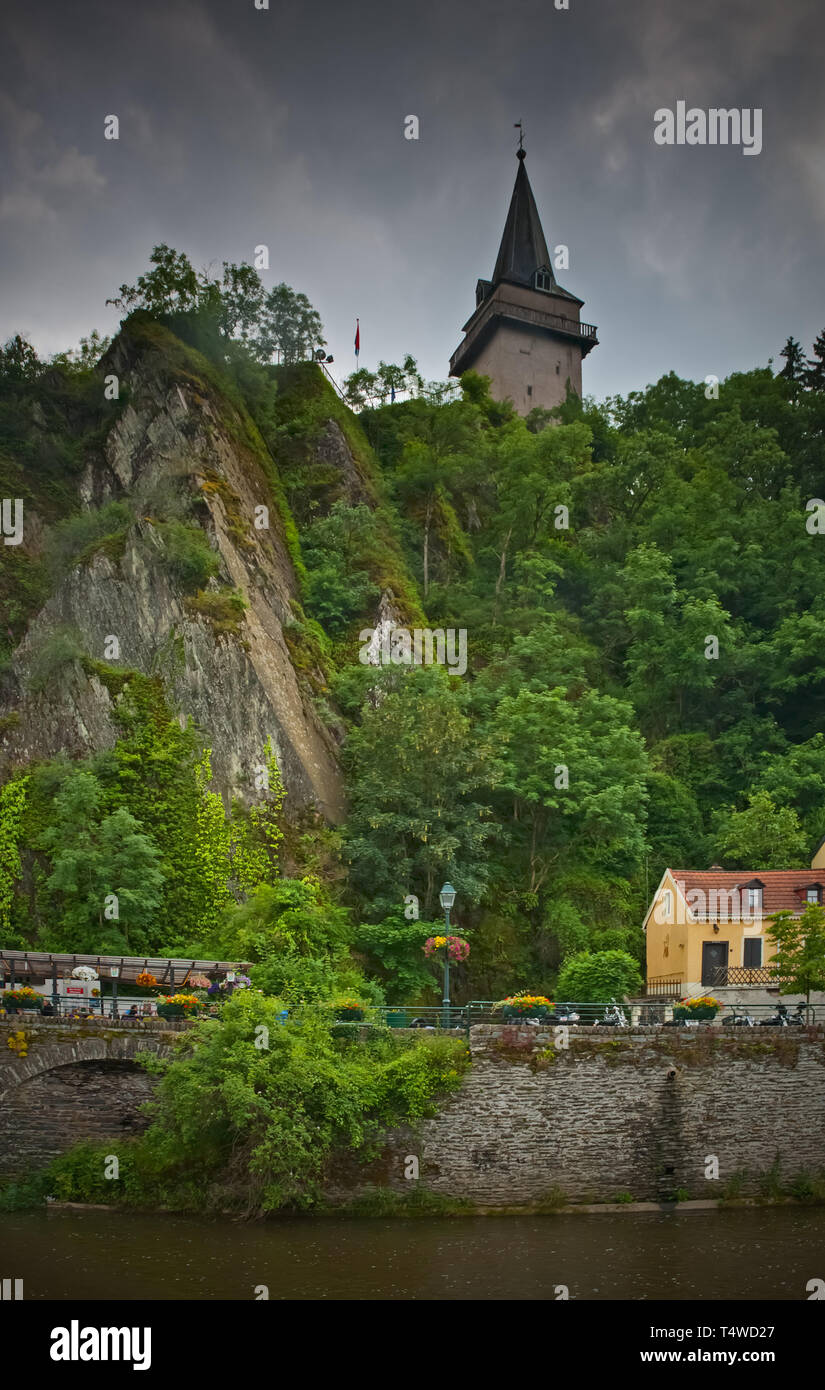 Vianden and the Vianden Castle is Luxemburg Stock Photo