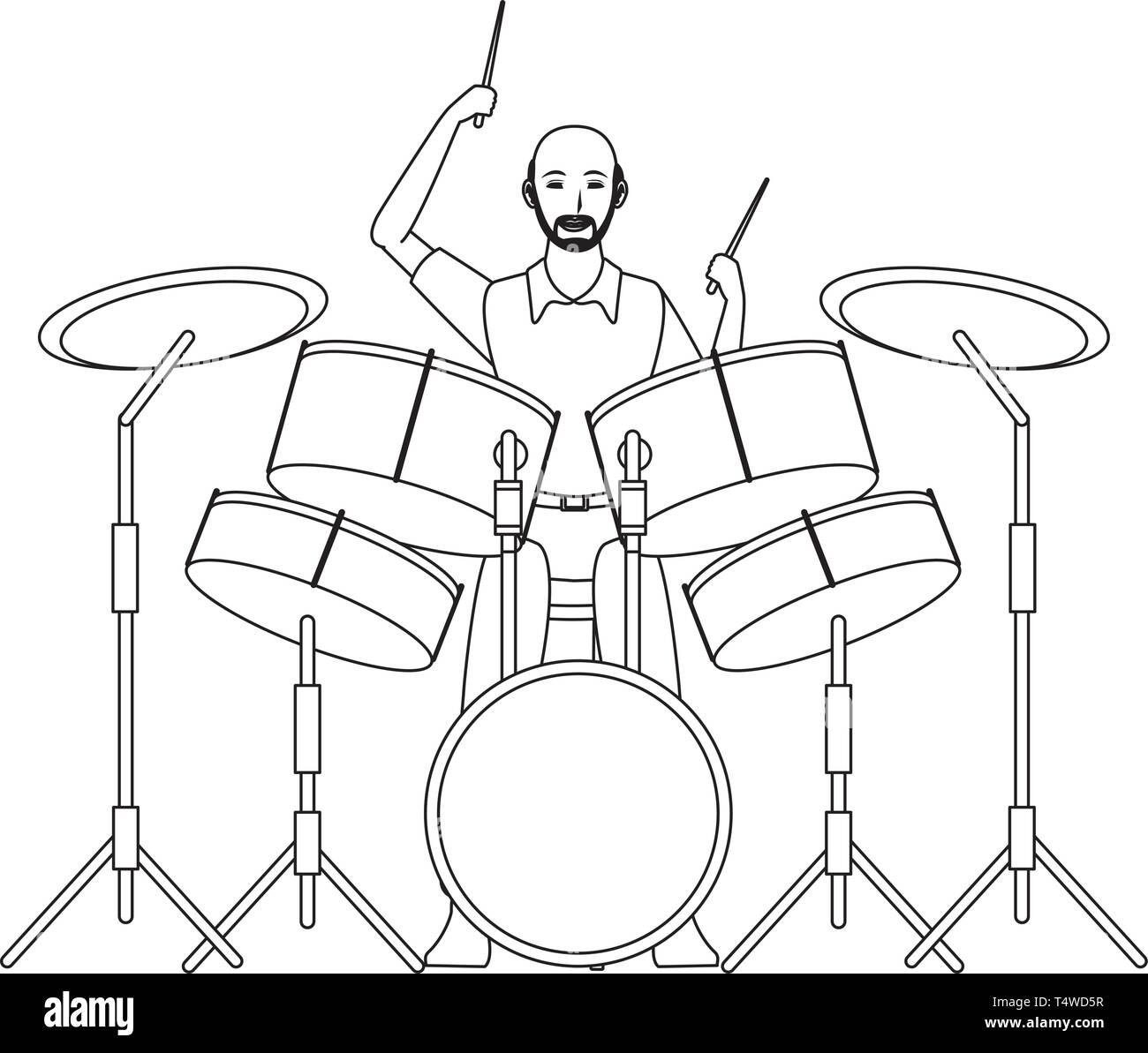 musician playing drums black and white Stock Vector Image & Art - Alamy