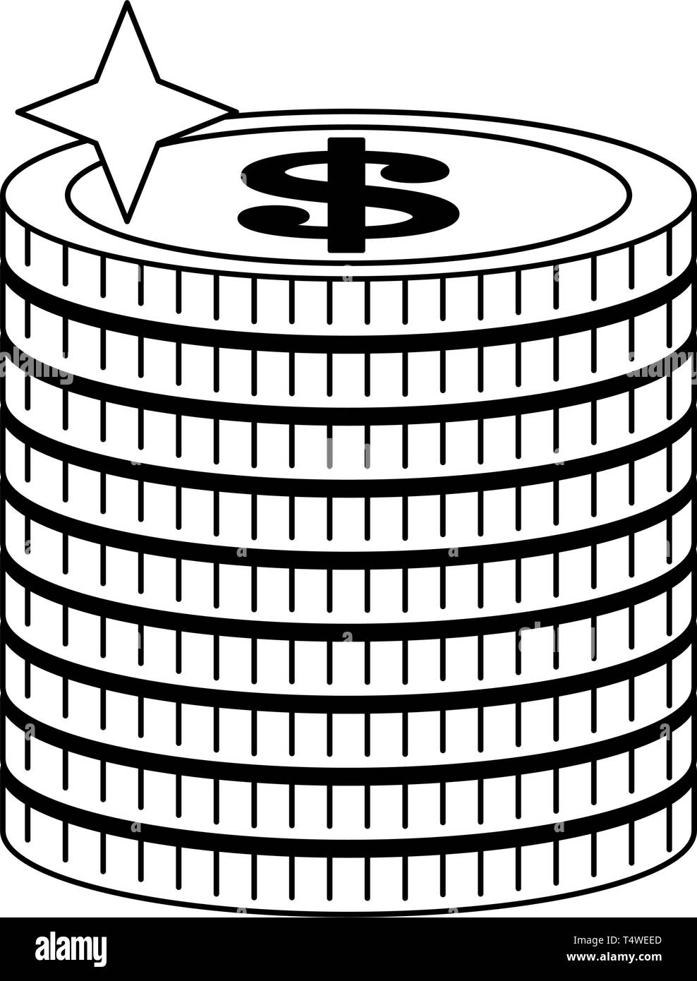 Money Coins Piled Up In Black And White Stock Vector Image & Art - Alamy