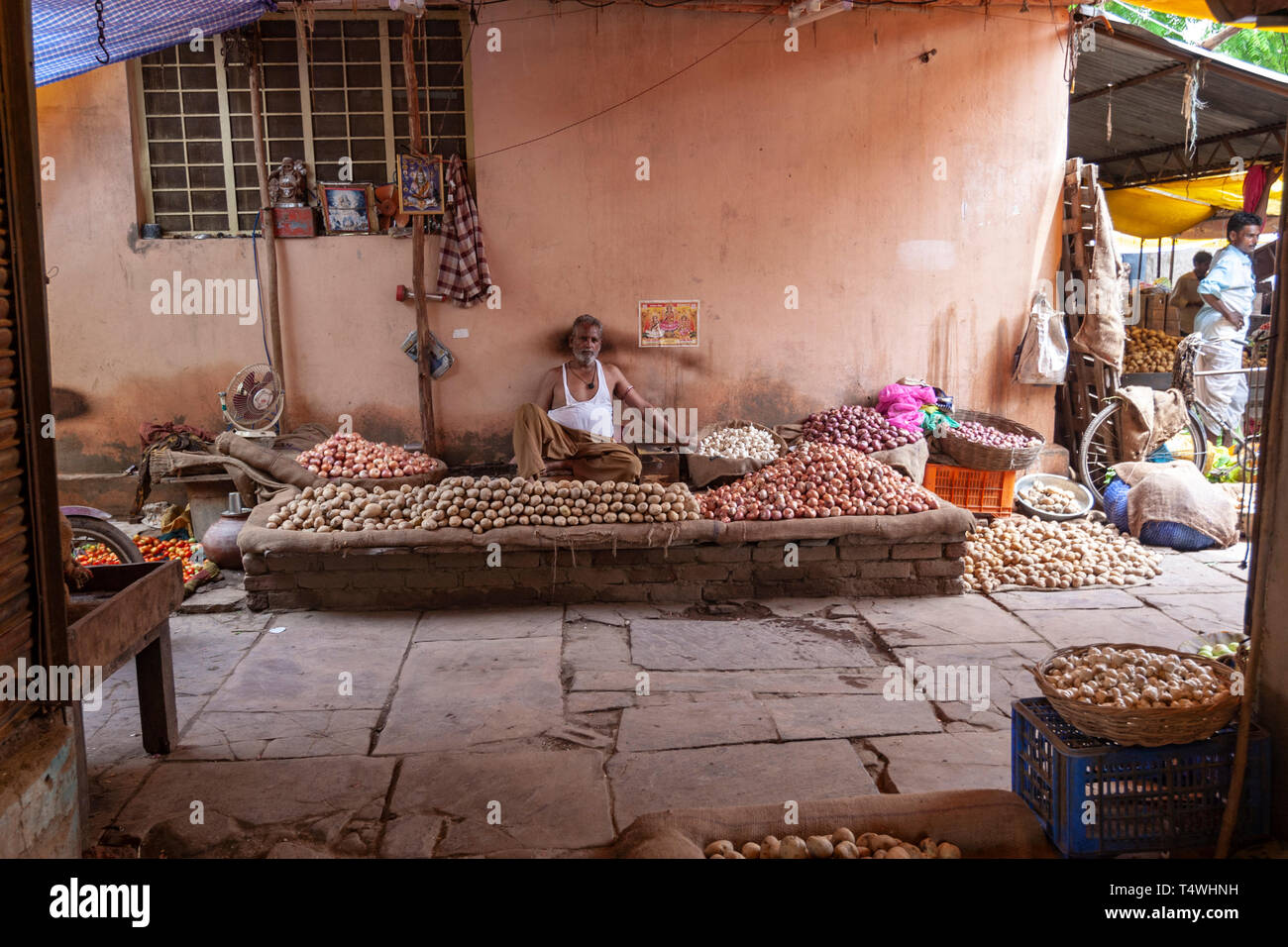 Potato and onions vendor in Sabzi Mandi,vegetable market, Bundi Market