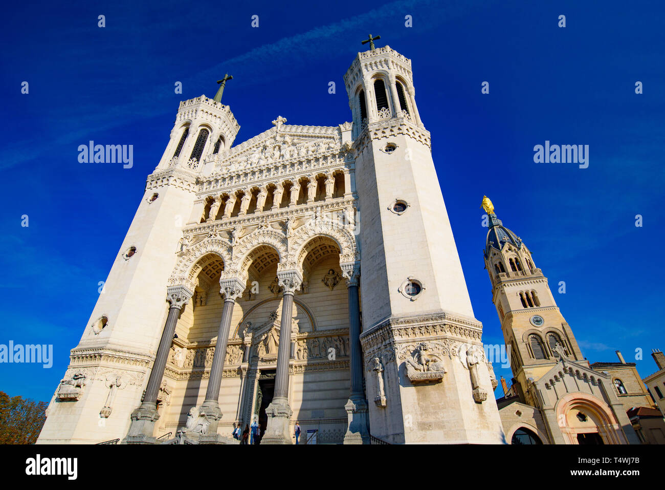 Basilica of Notre-Dame de Fourvière, a cathedral in Lyon, France Stock Photo