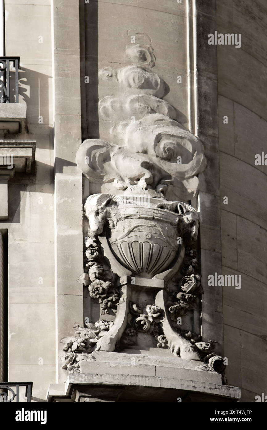 The tripod and the vessel of the Oracle, fortune-telling, the predictions in the fumes of the magic potion. Element of architectural decoration. Paris Stock Photo