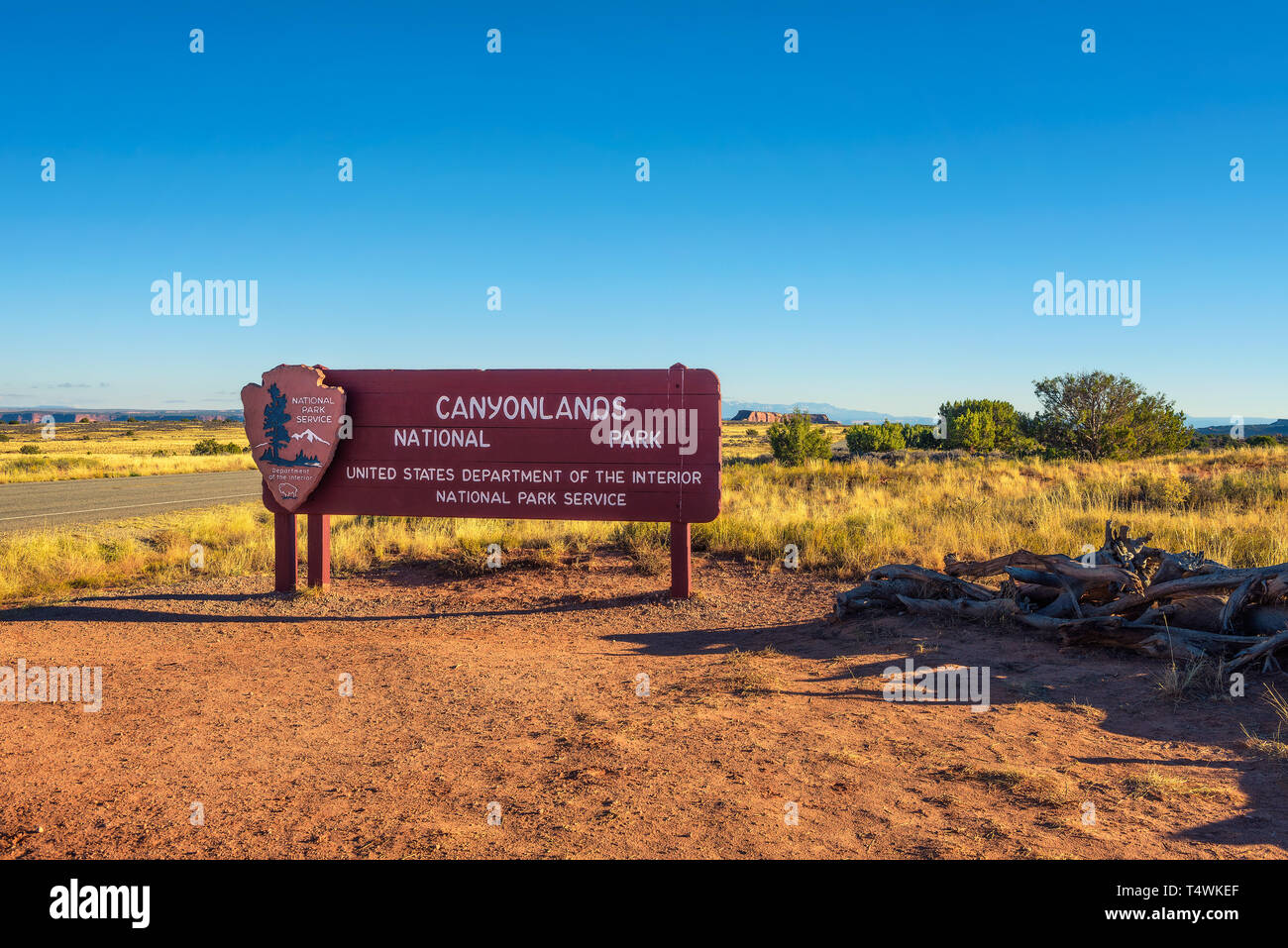 Entrance sign of Canyonlands National park, Utah Stock Photo