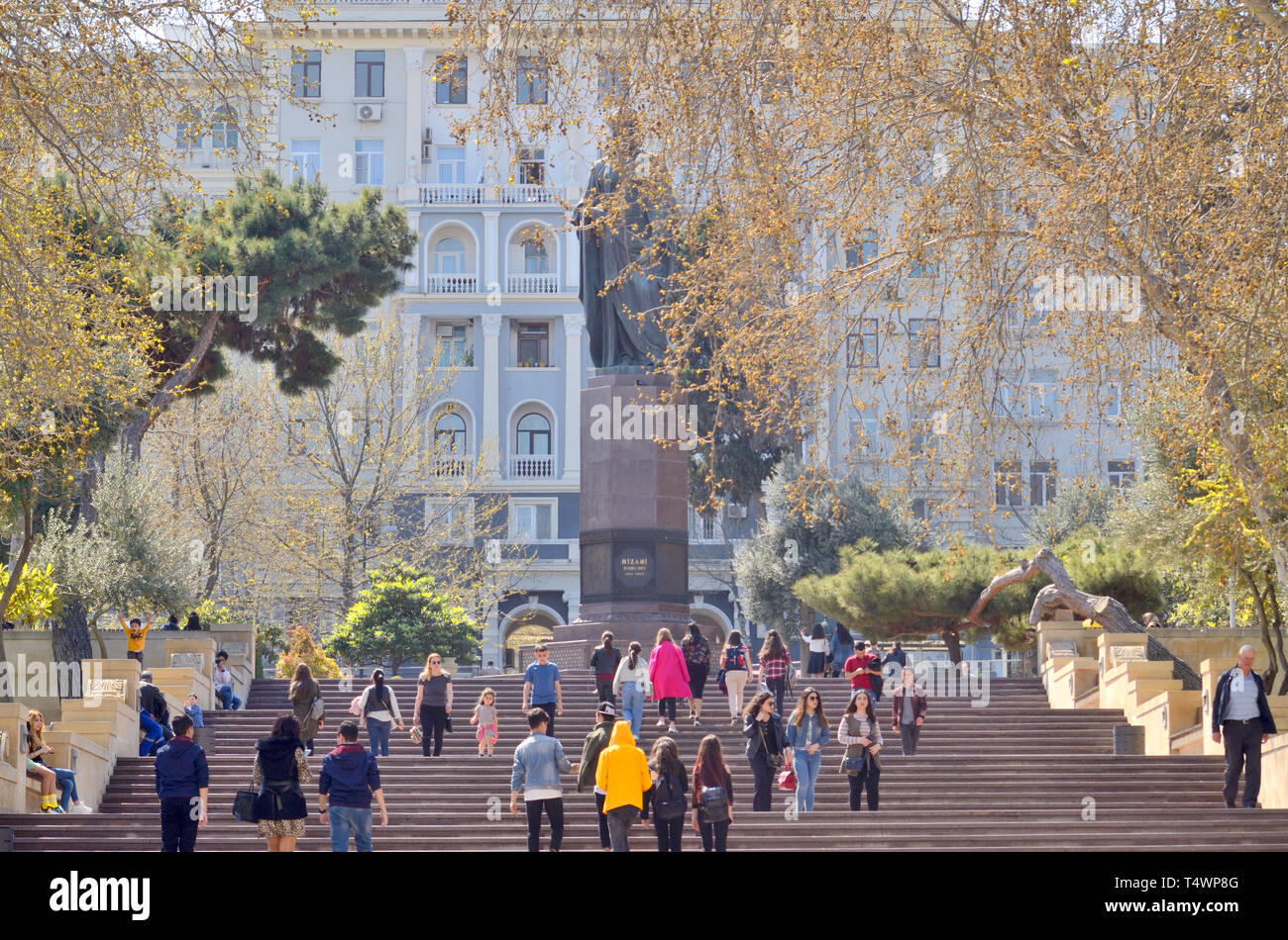 19 April,2019.Baku.Azerbaijan.People on the spring park and boulevards in Baku Stock Photo