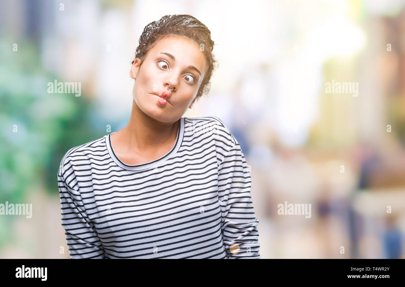 Young Braided Hair African American Girl Wearing Sweater Over