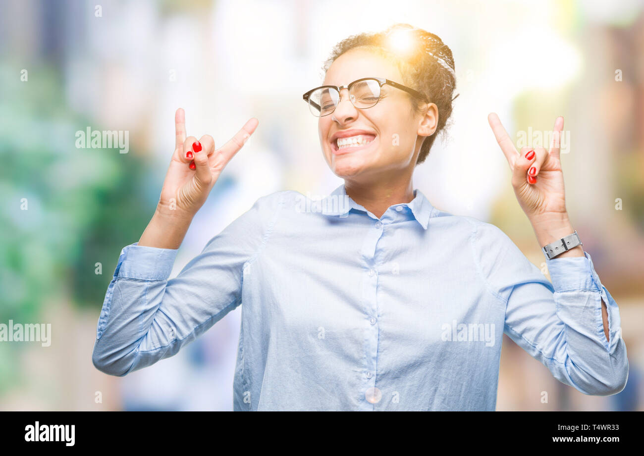 Young Braided Hair African American Business Girl Wearing Glasses