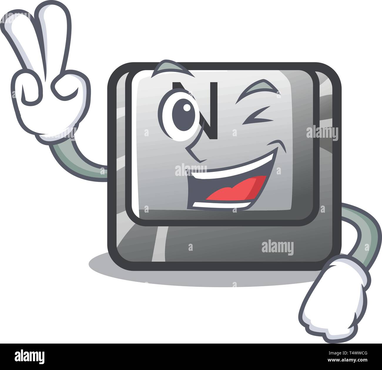 Two finger button N isolated with the cartoon Stock Vector