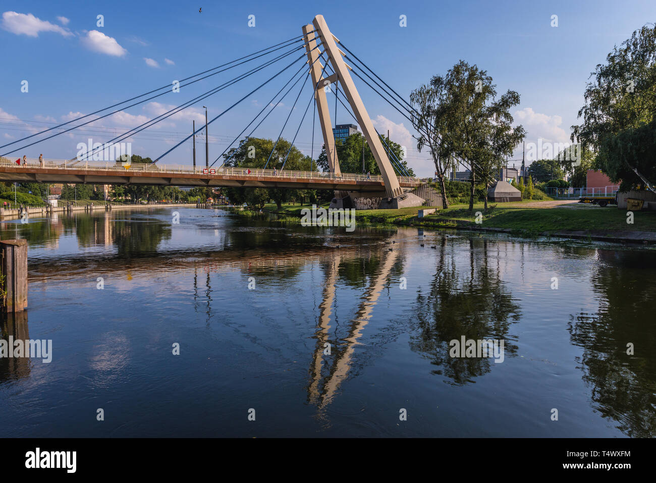 Wladyslaw Jagiello bridge over Brda River in Bydgoszcz city, Poland Stock Photo